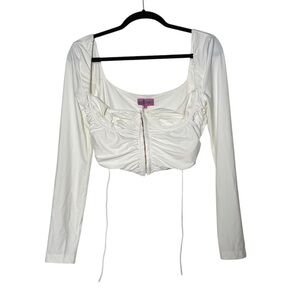 Edikted White Corset Top Long Sleeve Size Large NWT Cute
